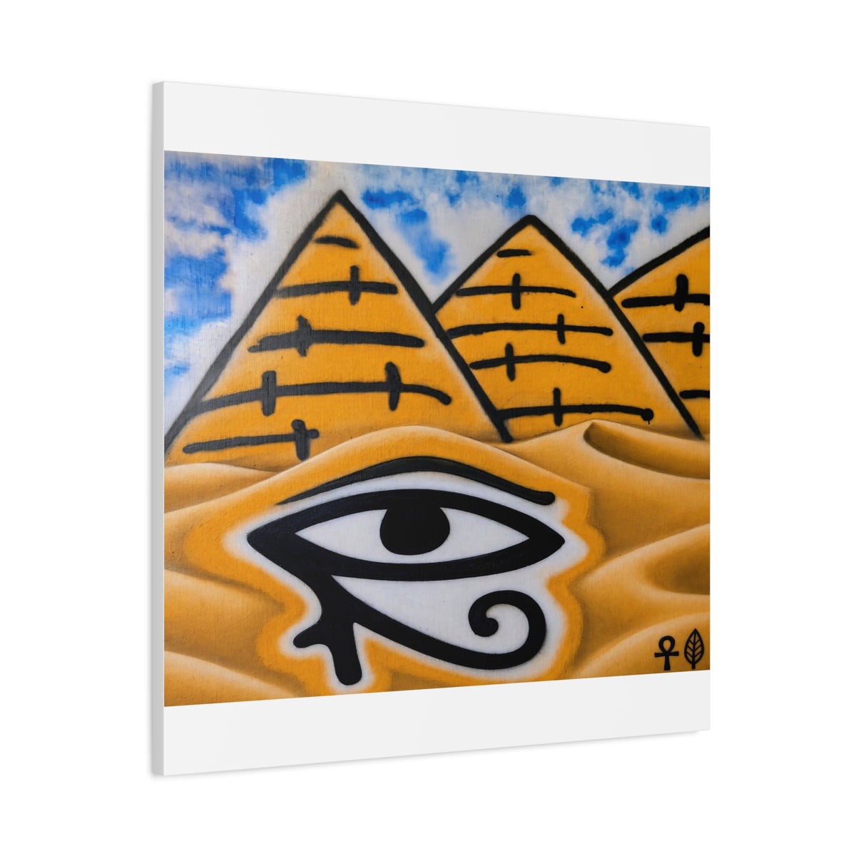 Eye of Ra Pyramid Canvas Wall Art — Egyptian Desert Stretched Canvas